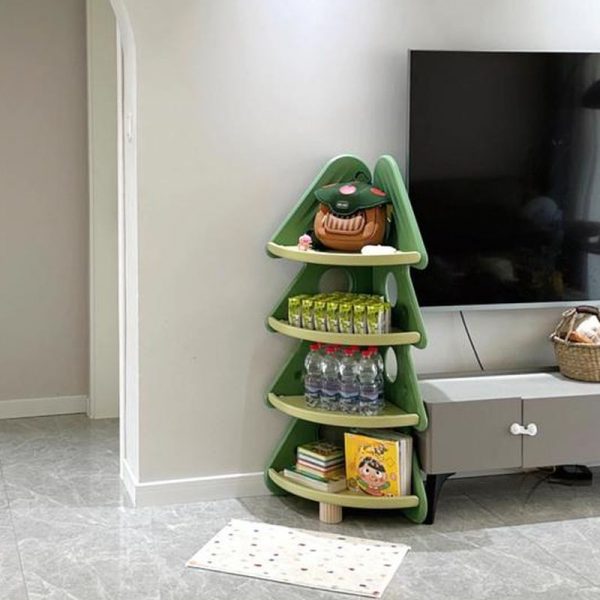 "Tree-Themed Standard Children's Bookshelf with 4 Synthetic Shelves, Closed Back, Scratch-immune, Self-supporting"