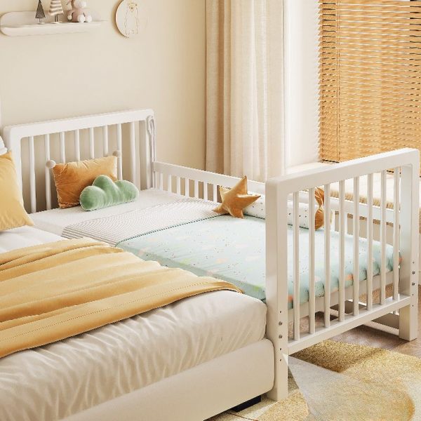 "Chalk Casual Metal Standard Children Bed with Detachable Guardrails for Gender Neutral"