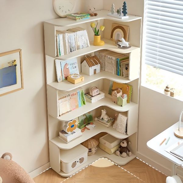 "Minimalist Standard Children's Bookshelf with 5 Lumber Shelves, Closed Back, Scratch-immune, Self-supporting"