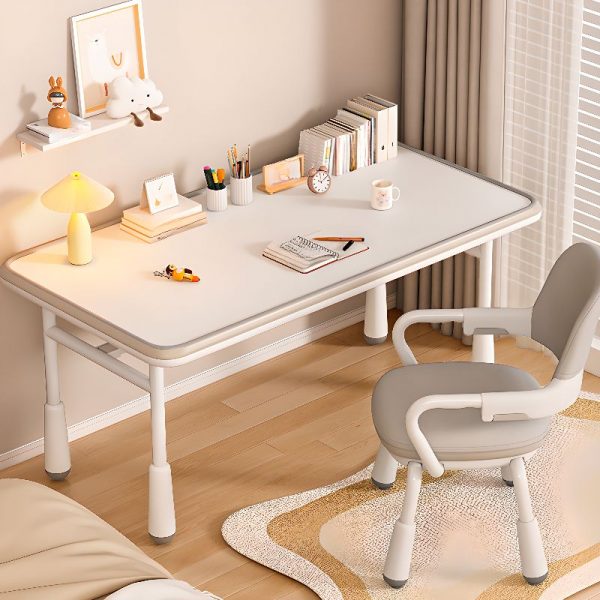 "Reclaimed Wood Hydrophobic Kids Computer Desk in Chalk with Adjustable Height"