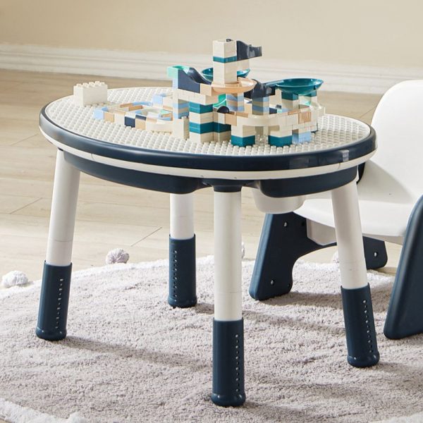 "Ergonomic Moves Up and Down Plastic Moisture-proof Adjustable Kids Desk in White with Chair and Container"