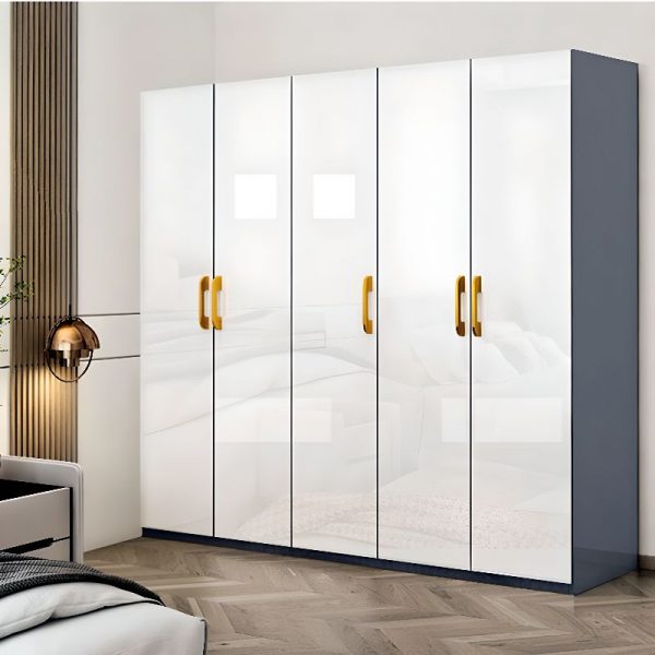 "Versatile Children's Wood Wardrobe with 4-6 Shelves, Clothing Rod, and 3-5 Doors"