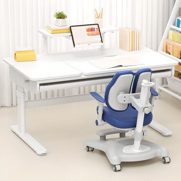 "1 Drawer 1 Shelf Chalk Ergonomic Adjustable Kids Desk/Kids Computer Desk Multi-levelled with Hutch, Chair"