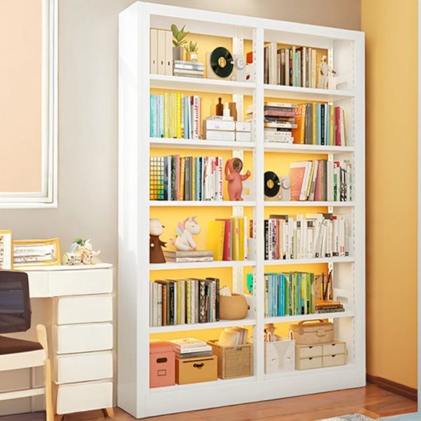 "Simplistic White Vertical Metal Standard Kids Bookshelf Independent Scratch-immune with 7 Shelves/3 Shelves/4 Shelves"