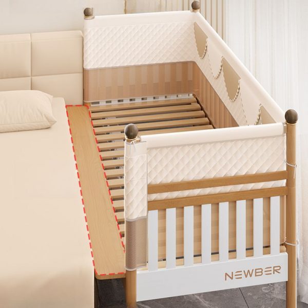 "Casual Platform Standard Children Bed in Natural Finish Wood, Gender Neutral with Guardrail"